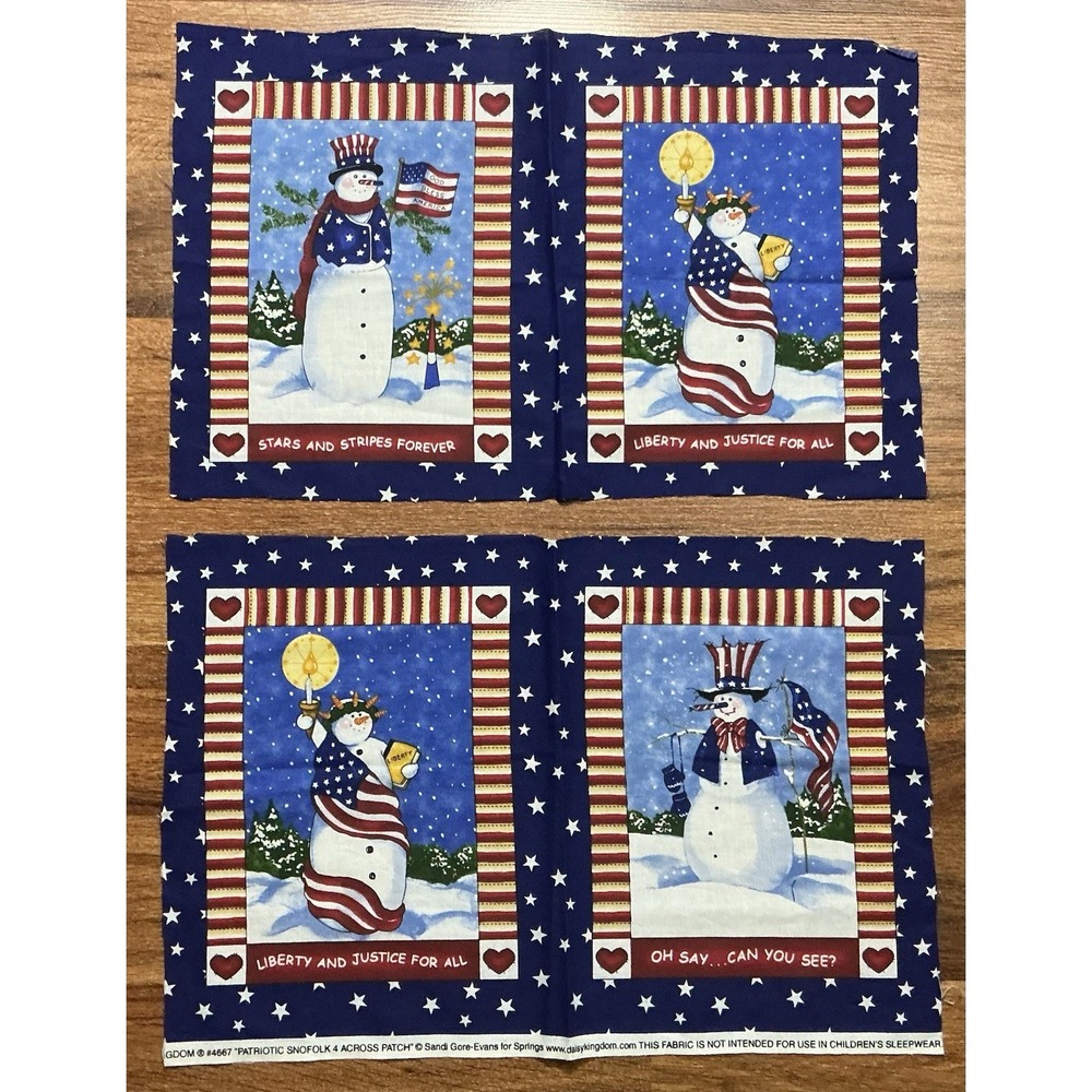 Vtg Daisy Kingdom PATRIOTIC SNOFOLK 4 ACROSS PATCH #4667 4 panels